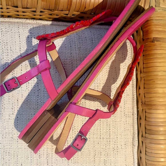 Jack Rogers Whip Stitch Medallion Sandals Pink Red Size 9.5 M EUC - Picture 7 of 10